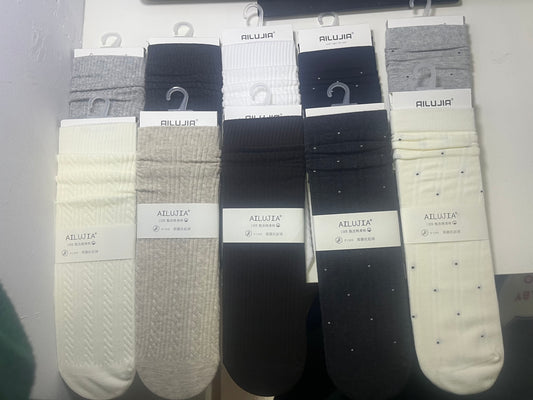 2023 - 10 Pairs Black/Gray/White Fine Australian Cotton Crew Socks – Durable Daily Socks for Adults, Ideal for Office Wear & Casual Daily Outfits